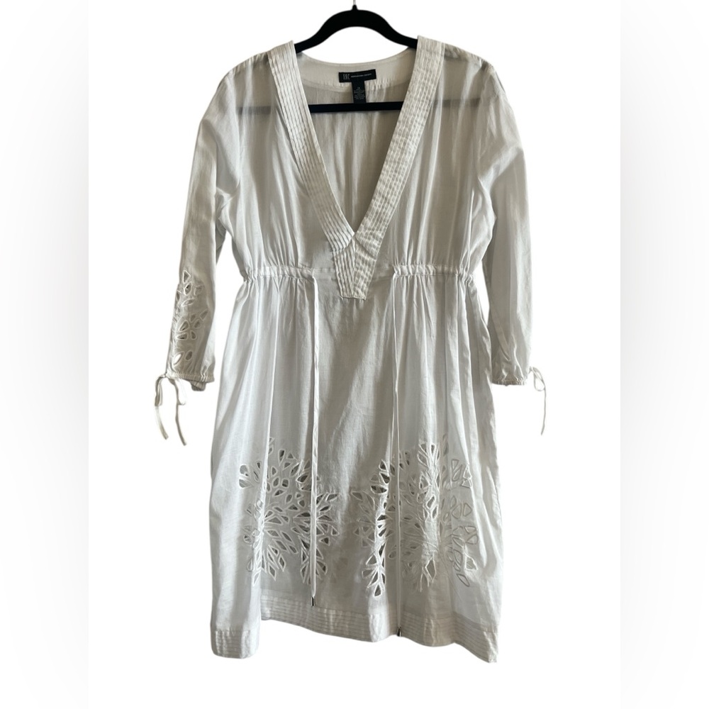 100% Cotton NEW INC International Concepts White V-Neck Coverup Dress Size 12
